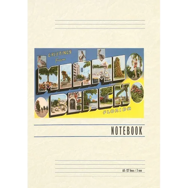 Vintage Lined Notebook Greetings from Miami Beach, Florida