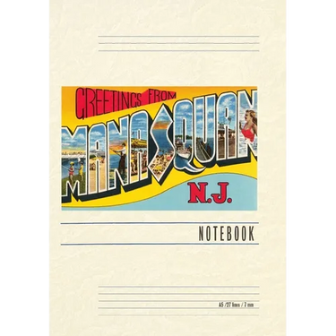Vintage Lined Notebook Greetings from Manasquan, New Jersey