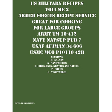 US Military Recipes Volume 2 Armed Forces Recipe Service Great for Cooking for Large Groups