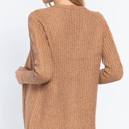 Long Slv Open Front Sweater Cardigan