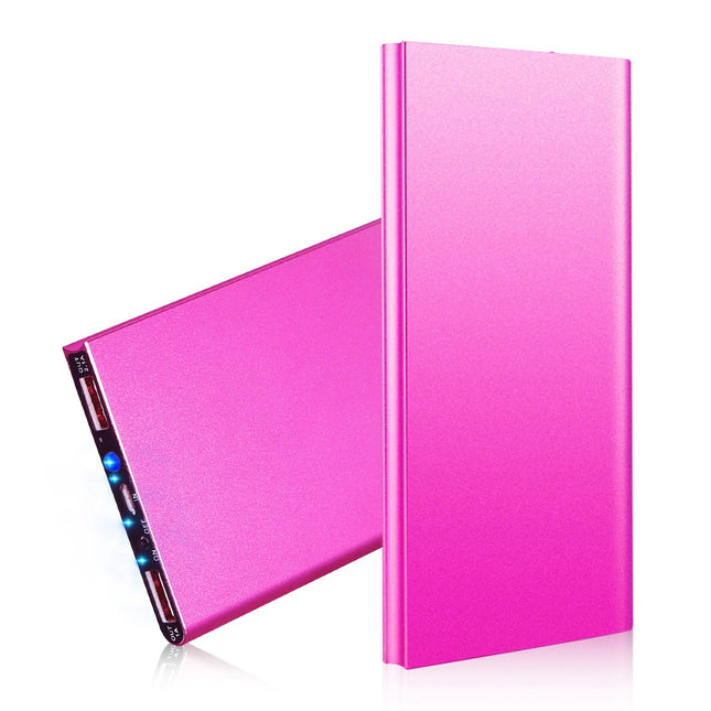 20K mAh Ultra-thin Power Bank: Dual USB, Phone Charger - Hot Pink
