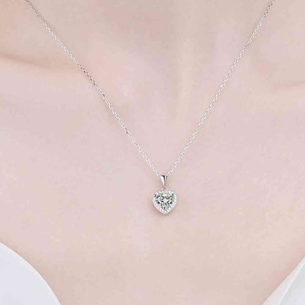 1 Carat Moissanite Heart Pendant Chain Necklace