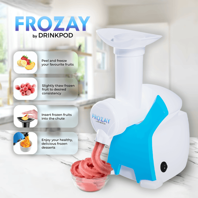 Frozay Soft Serve Frozen Fruit Sorbet Dessert & Ice Cream Maker by Drinkpod - Vysn