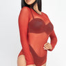 Sexy Sheer Mesh Long Sleeve Bodysuit - VYSN