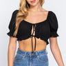 Short Slv Print Crop Woven Top - VYSN