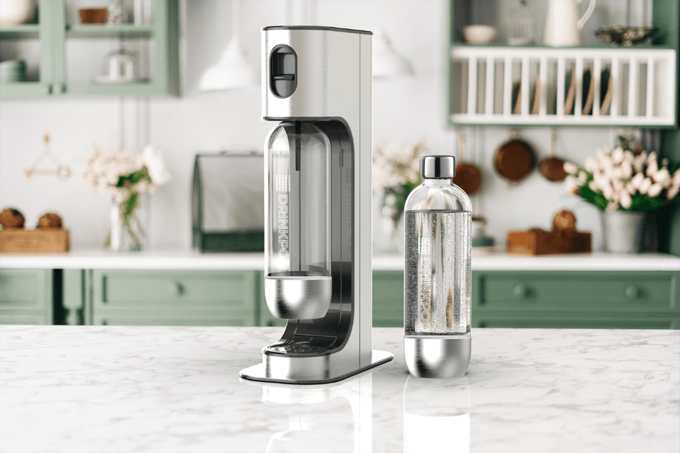 SODAPod Pro Stainless Steel Premium Sparkling Water Machine | Includes 3 x Bottles by Drinkpod - Vysn