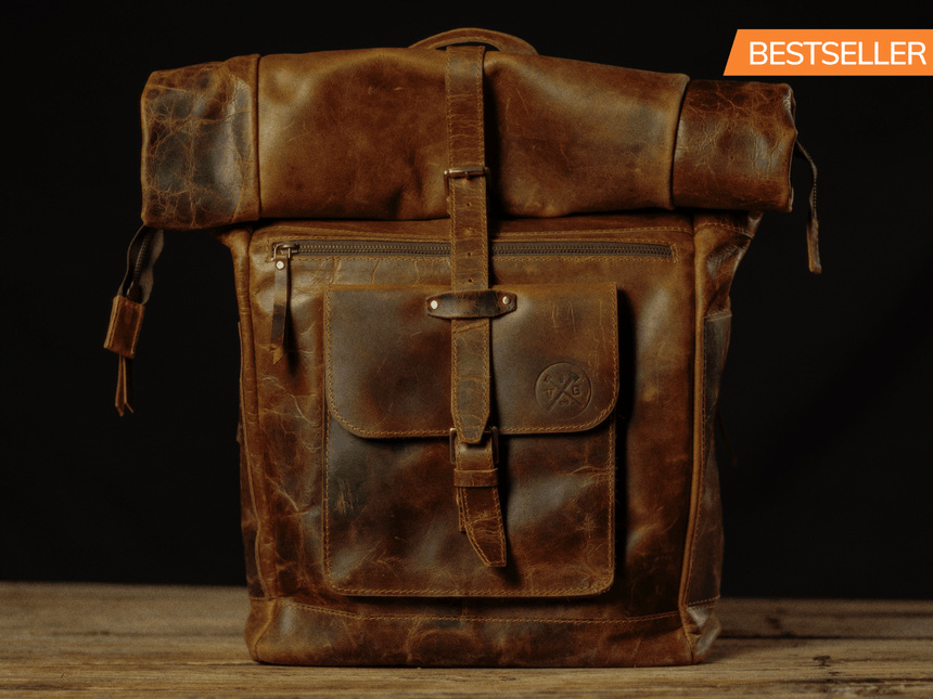 “The Roosevelt” Buffalo Leather Backpack by Vintage Gentlemen - Vysn