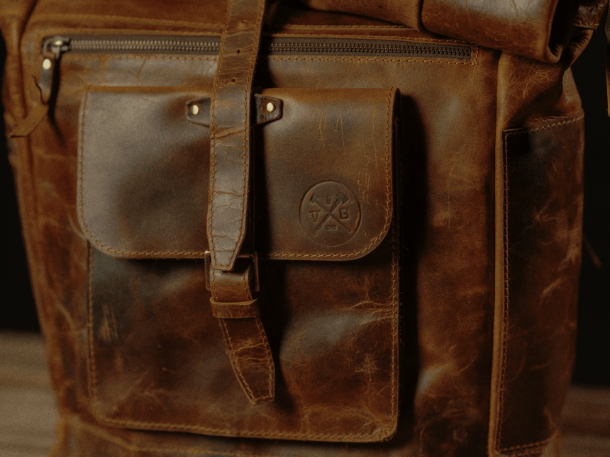 “The Roosevelt” Buffalo Leather Backpack by Vintage Gentlemen - Vysn