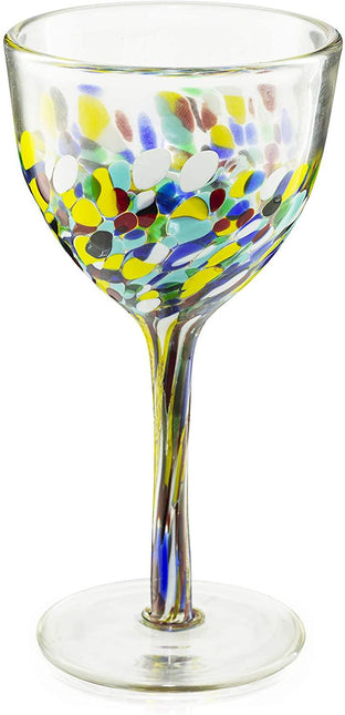 The Wine Savant Recycled Glass Wine Glasses - Mexican Wine Glasses Set of 6, Mexican Luxury Hand Blown Wine and Water Glasses (8 ounces each) Cobalt Cinco De Mayo Glasses - Confetti Wine Glasses by The Wine Savant - Vysn