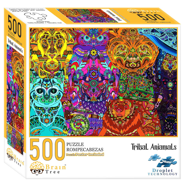 Tribal Animals 500 Pieces Jigsaw Puzzles by Brain Tree Games - Jigsaw Puzzles - Vysn