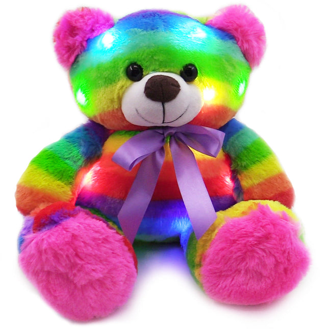 Rainbow Lites Teddy Bear Glow Plush LED Night Light Up Stuffed Animal (16 inch) by The Noodley
