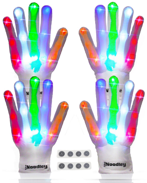 2 Pairs LED Gloves Light up Toys for Boys & Girls Cool Gifts for Kids & Teens - Extra Batteries by The Noodley - Vysn