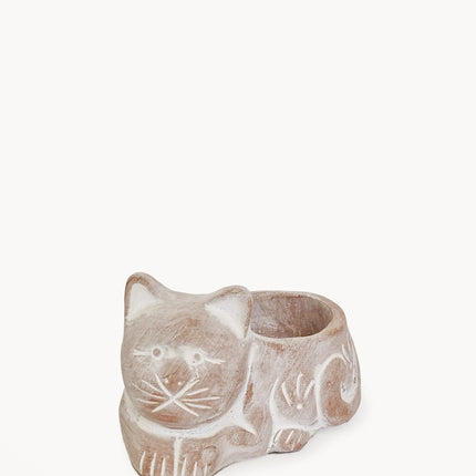 Terracotta Tea Light Candle Holder - Cat by KORISSA