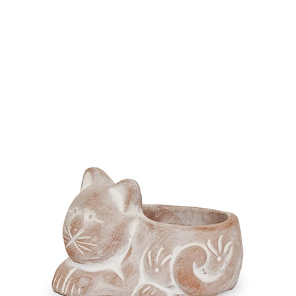 Terracotta Tea Light Candle Holder - Cat by KORISSA