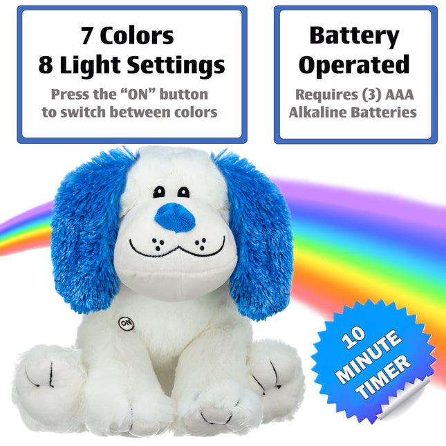 Rainbow Lites Puppy Dog Glow Plush LED Night Light Up Stuffed Animal 2 Pack Set by The Noodley