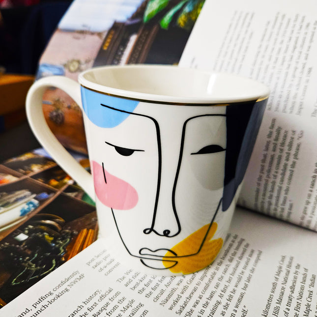 Set Of Four Ceramic Coffee Mugs Face Theme by Izhar Studio- CA