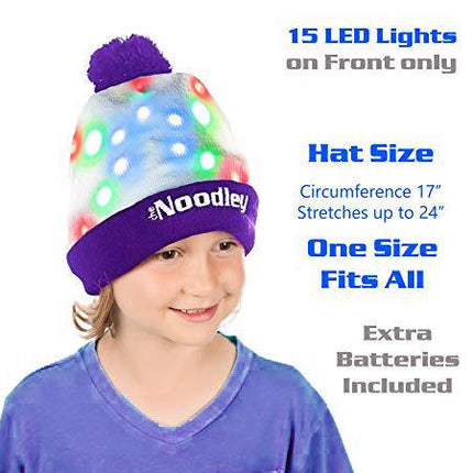 LED Light Up Glow Unicorn Beanie Hat with Pom Gifts for Girls Kids and Boys (One Size) by The Noodley - Vysn