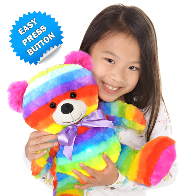Rainbow Lites Teddy Bear Glow Plush LED Night Light Up Stuffed Animal 2 Pack Set (16 inch) by The Noodley