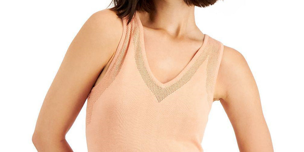 Anne Klein Women's V Neck Mesh Tank Top Brown Size X-Large by Steals