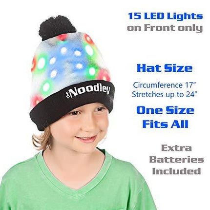 LED Flashing Light Up Beanie Hat Cool Stuff Gifts for Boys Girls Glow in the Dark (One Size)(CR2016) by The Noodley - Vysn