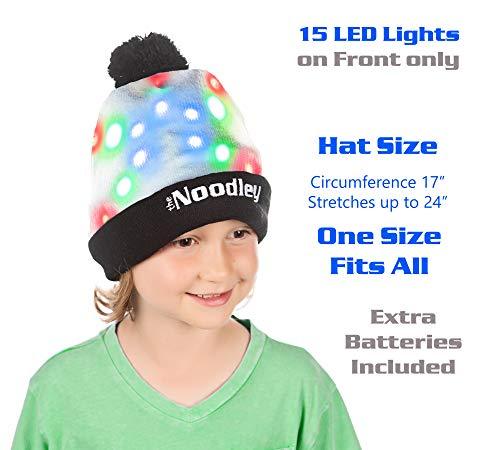 LED Flashing Light Up Beanie Hat Cool Stuff Gifts for Boys Girls Glow in the Dark (One Size)(CR2016) by The Noodley - Vysn