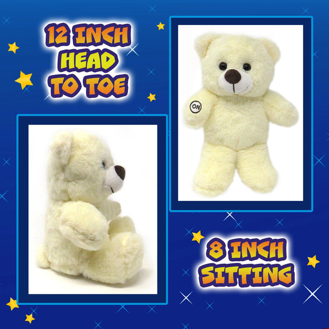 Rainbow Lites Teddy Bear Night Light Plush LED Light Up Stuffed Animal (2 Bear Set, 16 inch and 12 inch, Batteries Included) by The Noodley