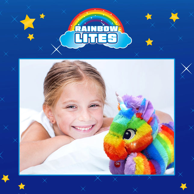 Rainbow Unicorn LED Light Up Stuffed Animal Glow Plush Sleep Toy Night Light for Girls 12 inch by The Noodley