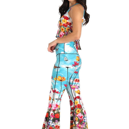 Flower Bomb Printed Bell Bottoms by Yoga Democracy