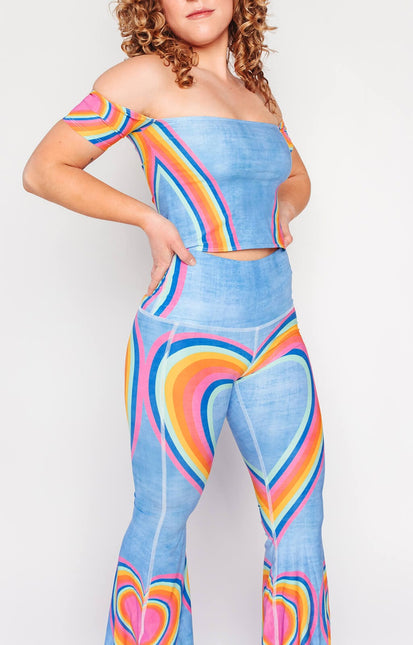 Rainbow Love Printed Bell Bottoms by Yoga Democracy
