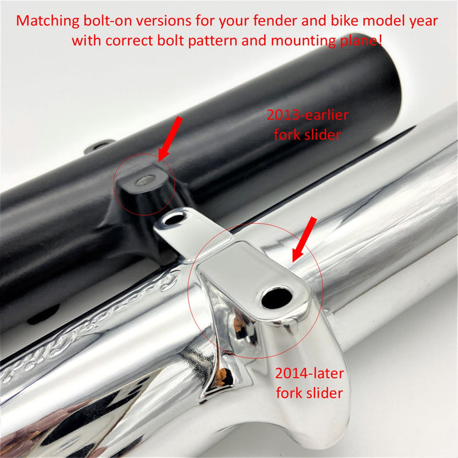49mm Fork Conversion Touring 2014 & later Fender Black/Raw ABS/Non-ABS by GeezerEngineering LLC