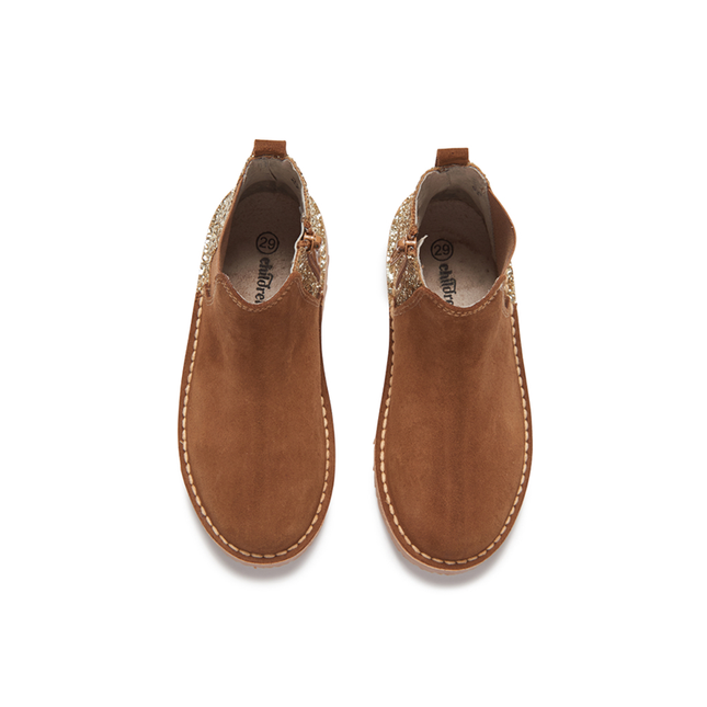 Glitter and Suede Chelsea Boots in Camel by childrenchic