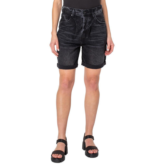 Earnest Sewn Women's Cuffed Pleated Denim Shorts Gray Size 28 by Steals