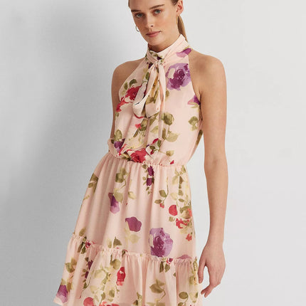 Ralph Lauren Women's Floral Chiffon Sleeveless Dress Green by Steals