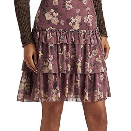 Ralph Lauren Women's Floral Crinkle Georgette Miniskirt Purple by Steals