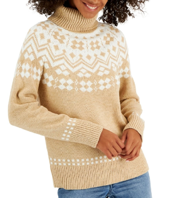 Tommy Hilfiger Women's Fair Isle Turtleneck Sweater Brown by Steals