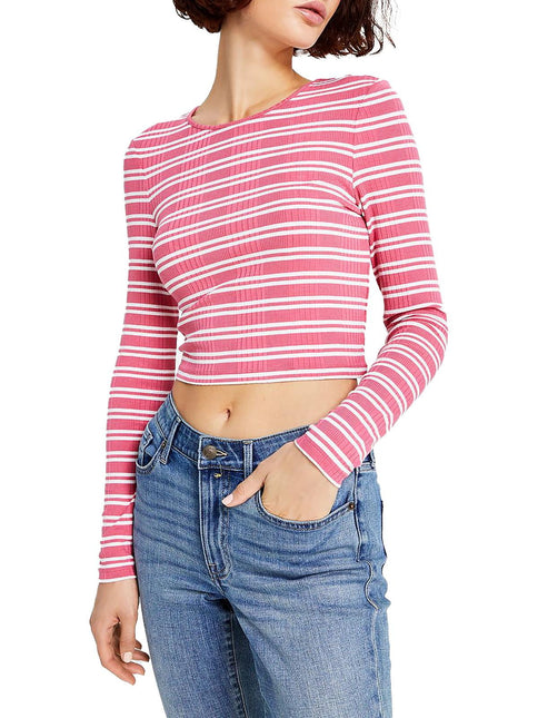 Tommy Jeans Women's Back Cutout Striped Ribbed Top Pink Size Small by Steals