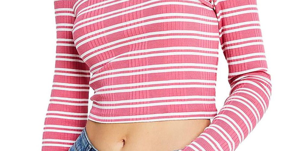 Tommy Jeans Women's Back Cutout Striped Ribbed Top Pink Size Small by Steals