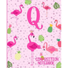 Composition Notebook Q: Pink Flamingo Initial Q Composition Wide Ruled Notebook