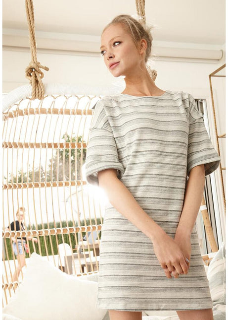 Stripe Short Sleeve Shift Dress by Shop at Konus