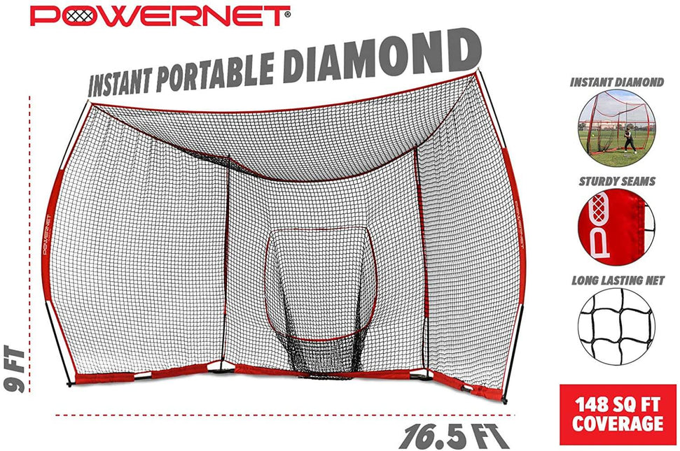 PowerNet Portable Baseball Backstop - Large 16x9ft (1149) by Jupiter Gear