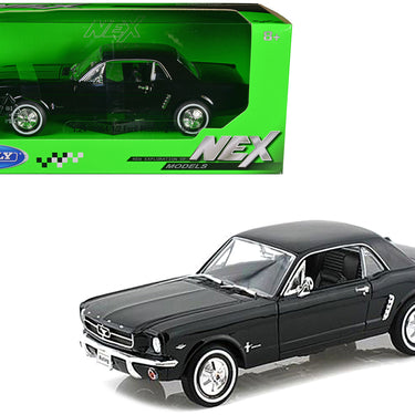 1964 1/2 Ford Mustang Coupe Hard Top Black 1/24 Diecast Model Car by Welly