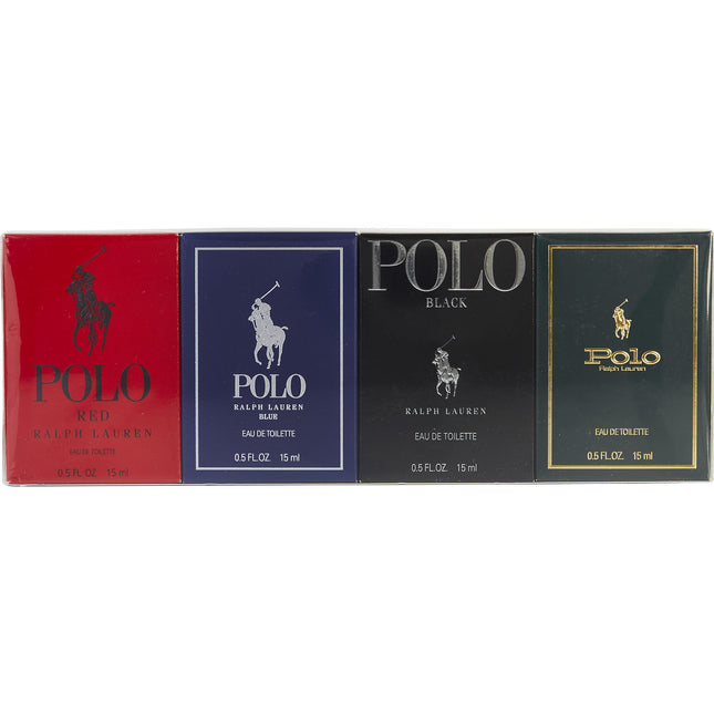 RALPH LAUREN VARIETY by Ralph Lauren - 4 PIECE MINI VARIETY WITH POLO & POLO BLUE & POLO BLACK & POLO RED AND ALL EDT 0.5 OZ - Men