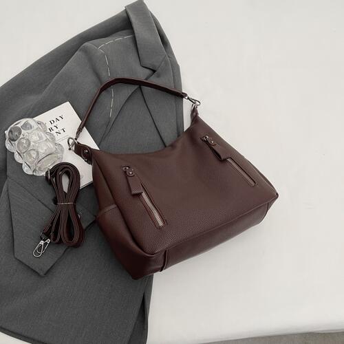 Zipper PU Leather Shoulder Bag by Coco Charli