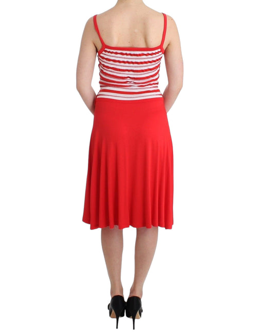 Red striped jersey A-line dress by Faz