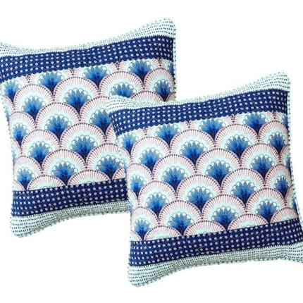 DaDa Bedding Set of 2-Pieces Mediterranean Fans Waves Minty Blue Throw Pillow Covers, 18" x 18" (JHW884) by DaDa Bedding Collection