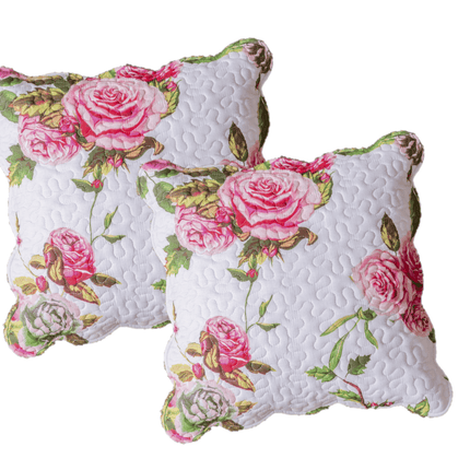 DaDa Bedding Set of 2 Romantic Roses Spring Floral Pink Throw Pillow Covers, 18" (JHW879) by DaDa Bedding Collection