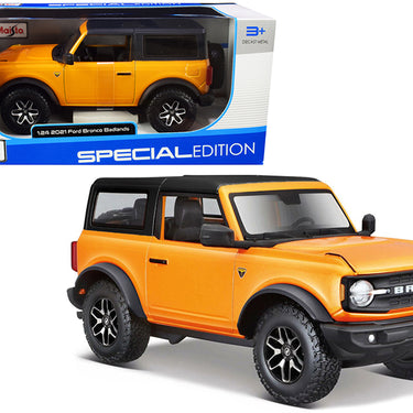 2021 Ford Bronco Badlands Orange Metallic with Black Top "Special Edition" 1/24 Diecast Model Car by Maisto