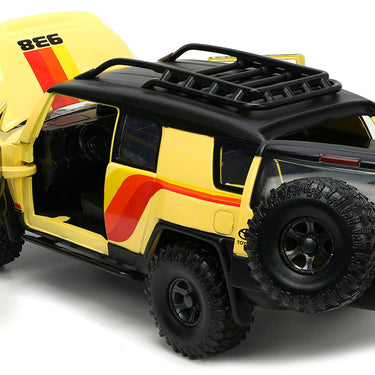 Toyota FJ Cruiser #938 Cream with Matt Black Top with Roof Rack and Stripes "KC Hilites" with Extra Wheels "Just Trucks" Series 1/24 Diecast Model Car by Jada