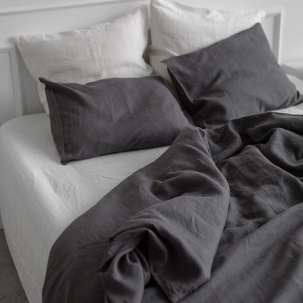 Linen pillowcase in Charcoal by AmourLinen
