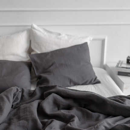 Linen pillowcase in Charcoal by AmourLinen